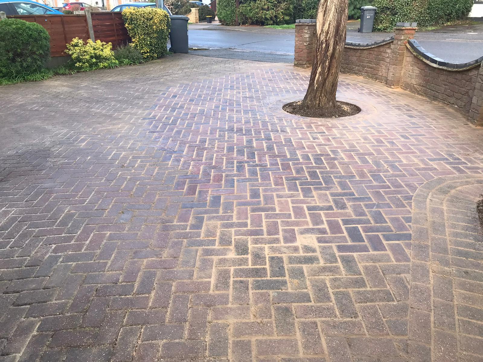 After - New herringbone block paving driveway