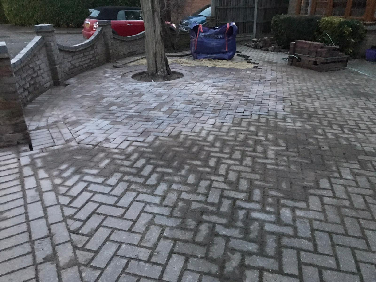 Driveway and wall construction in progress